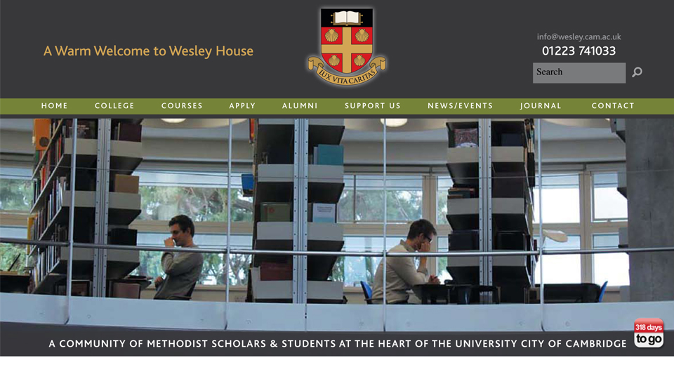 Wesley House College Cambridge website navigation