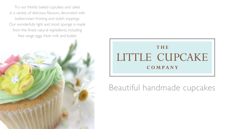 The Little Cupcake Company. Cambridge design agency, Cambridge photography, illustration, typography, Cambridge print, design, packaging, photography, advertising, printed materials, website design, 3D animation.