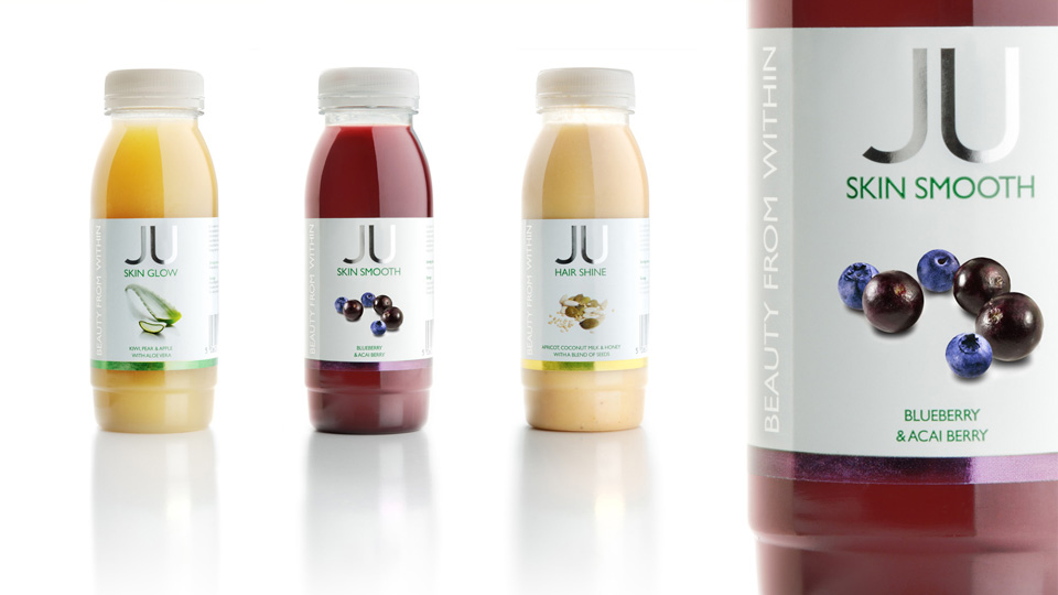 New Covent Garden Foods - Ju drinks. Cambridge design agency, Cambridge photography, illustration, typography, Cambridge print, design, packaging, photography, advertising, printed materials, website design, 3D animation,