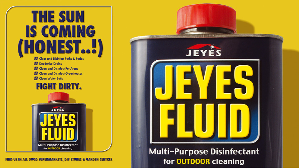 Jeyes Fluid range. Cambridge design agency, Cambridge photography, illustration, typography, Cambridge print, design, packaging, photography, advertising, printed materials, website design, 3D animation.